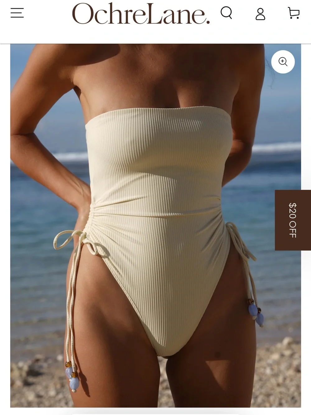 Cream Polka Dot One-Piece Swimsuit with Side Ties